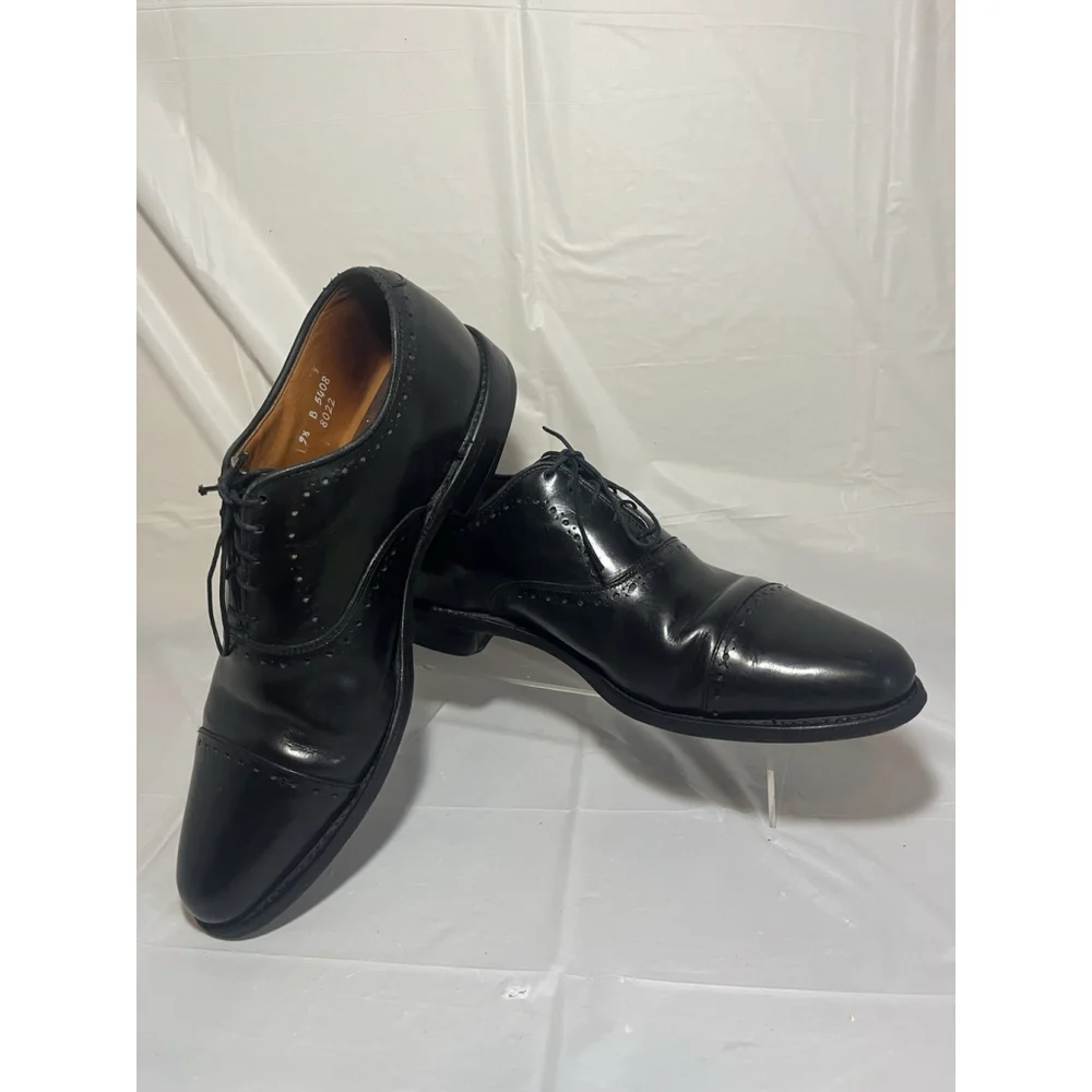 Allen Edmonds 9.5 B Mens Dress Shoes Hale Black Leather Brocade Oxfords ($425) - Picture 9 of 15